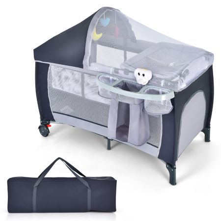 COSTWAY Cuna Plegable para Niños Gris