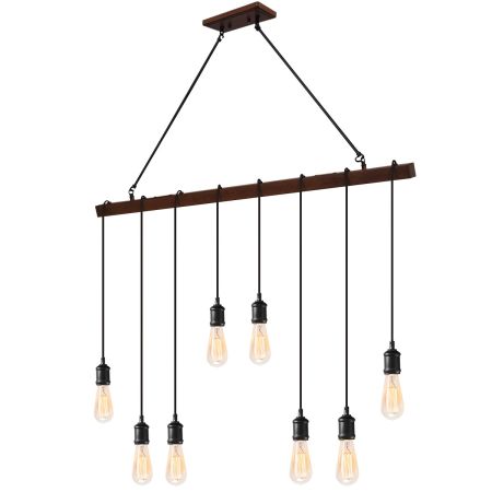 Plafón de Suspensión en Estilo Vintage Industrial con 8 Luces y Altura Regulable para Mesa de Comedor Cocina Bar Mesa de Billa 110 x 3,7 x 3,7 cm