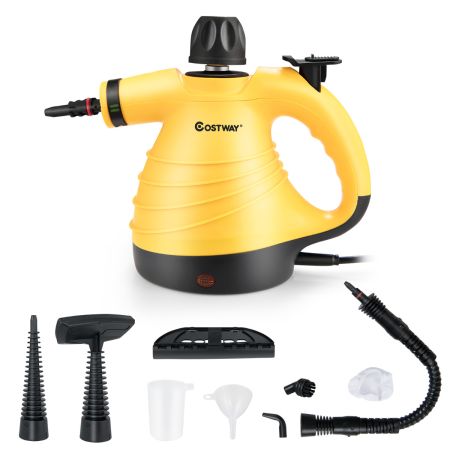 Costway Limpiador a Vapor Portátil Vaporeta Multiuso con 9 Accesorios Amarillo
