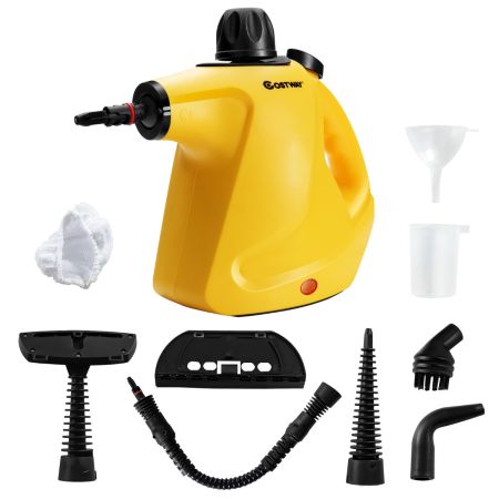 Costway Limpiador a Vapor Portátil con 9 Accesorios para Limpiar Amarillo