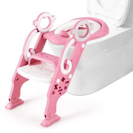 Costway Escalera para WC para Niños Rosa