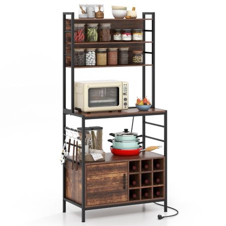 estante de cocina con gabinete de almacenamiento Marrón