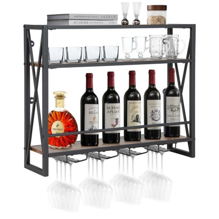 Estante de Vino Industrial de Pared Marrón