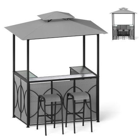 mesa de bar de vidrio templado Gris
