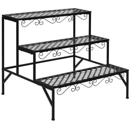 Costway Estante para Plantas de Metal 3 Niveles Negro