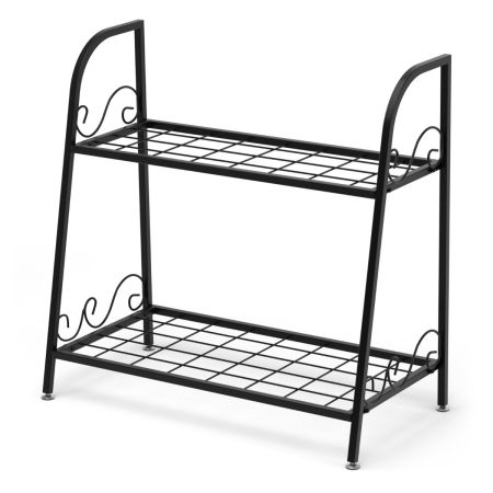 Costway Porta Plantas de Metal Negro