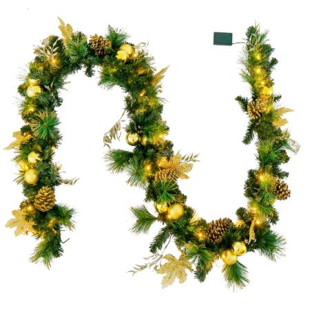Guirnalda De Navidad Con Luces Led Blancas Cálidas y Temporizador