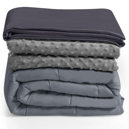 6,82 kg/183 x 122 cm  Manta Pesada para Niños y Adultos con 2 Cubierta Extraíbles Manta de Gravedad con Bolsa de Almacenamiento Gris