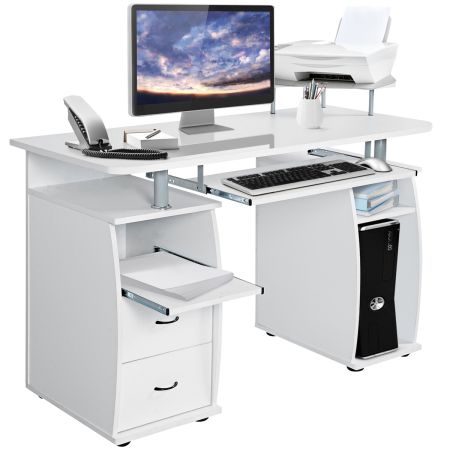 Mesa de Computadora Ordenador Tableta de Madera para Oficina 120 x 55 x 85 cm Blanco