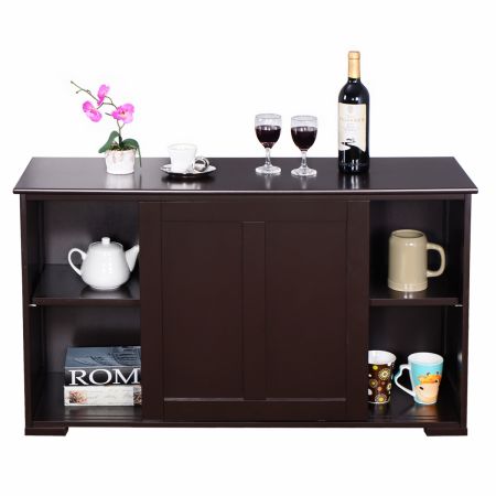 Aparador Buffet con Puertas Correderas Armario Multiusos de Madera 106,5 x 33 x 60 cm Marrón