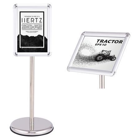 Soporte de Exhibición del Cartel A4 Información Marco de Pie Póster de Menú 83cm-130cm Plata