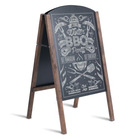 Pizarra de madera plegable al aire libre negro Pizarra desde el suelo 2 lados 80x45cm