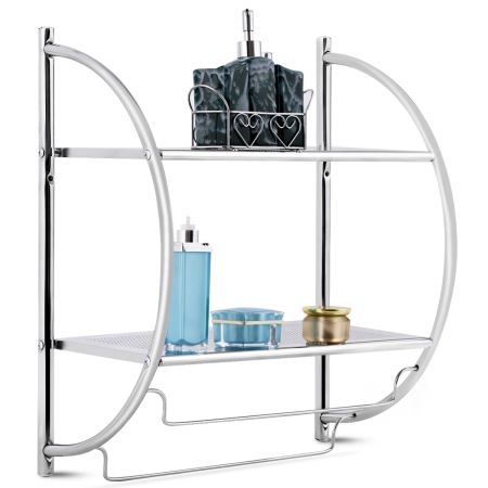 Toallero Estante de Baño Estante Ducha Organizador 2 Estantes 2 Colgadores  45 x 25,5 x 55 cm