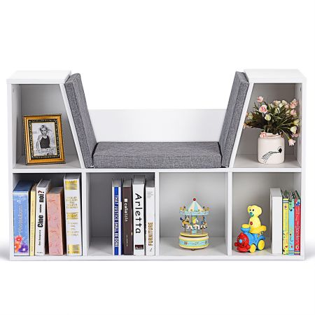Librería Estantería para Libros con Asiento Biblioteca Mueble Infantil en Hogar 102,5 x 30 x 63,5 cm 