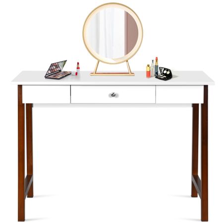 Costway Mesa para Ordenador Blanco y Marrón