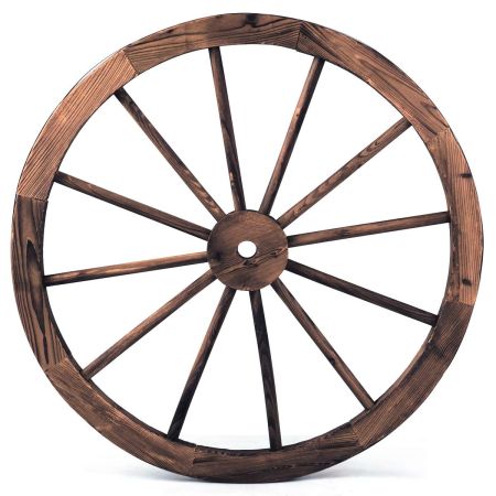 Rueda de Carro de Madera con Diámetro de 76 cm para Hogar Jardín Decoración Marrón