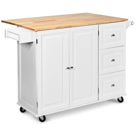Carrito de Cocina Abatible con Ruedas Especiero Toallero y Tabla de Cortar Repisas Regulables para Comedor y Cocina 135 x 76 x 91 cm