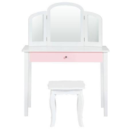 Costway Set Tocador y Silla para Niños Blanco