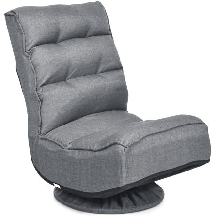 Silla a Ras de Suelo Giratoria a 360°  Regulable en 5 Posiciones para Videojuegos Adultos Leer Mirar la TV Gris 59 x 75 x 83 cm