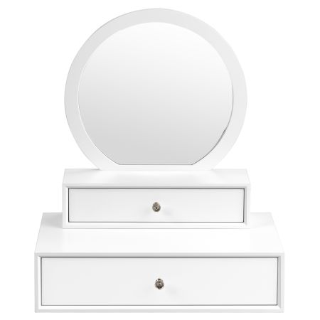 Espejo de Tocador para Maquillarse con Cajón Removible Sin Mesa ni Silla para Dormitorio y Baño Blanco 51 x 26 x 59 cm