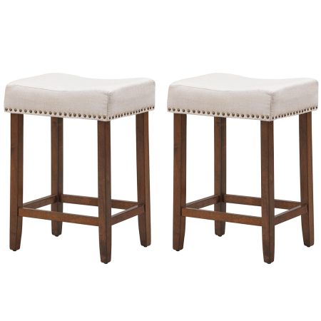 Costway Set de 2 Taburetes Saddle Beige