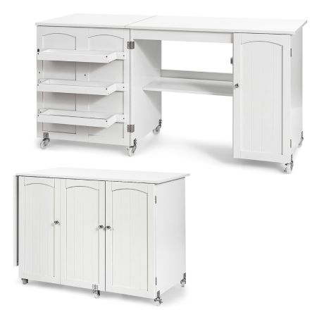Costway Mesa Plegable de Costura Blanco