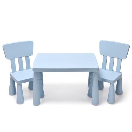 Set con Mesa y 2 Sillas para Niños Comer Dibujar Escribir y Hacer Manualidades Azul 76,5 x 54,5 x 49,5 cm