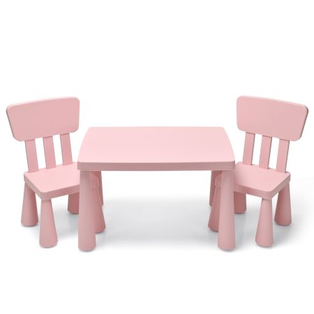 Set con Mesa y 2 Sillas para Niños Comer Dibujar Escribir y Hacer Manualidades Rosa 76,5 x 54,5 x 49,5 cm