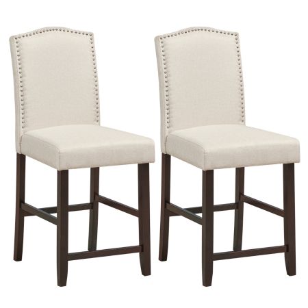 Costway 2 Taburetes con Altura Barra Beige