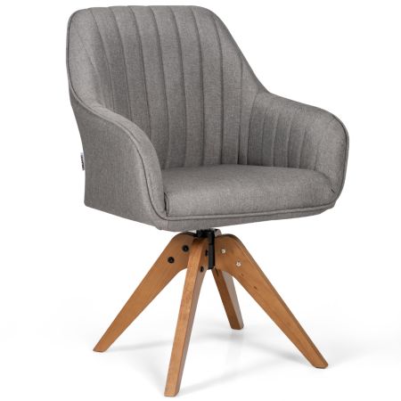 Costway Silla Medieval Silla Tapizada Giratoria a 360° Gris