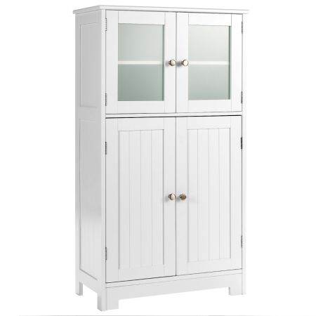 Costway Armario del baño con 4 puertas blanco