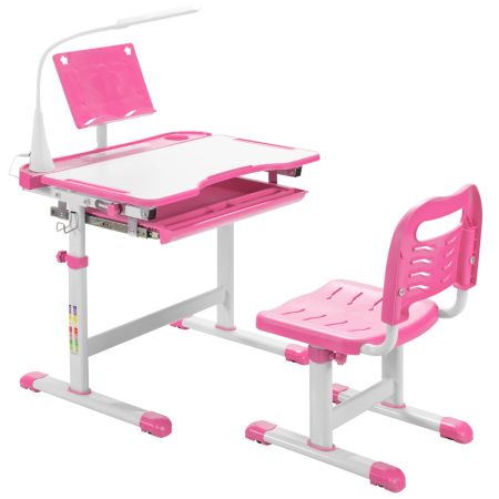 Costway Set escritorio y silla para niños rosa