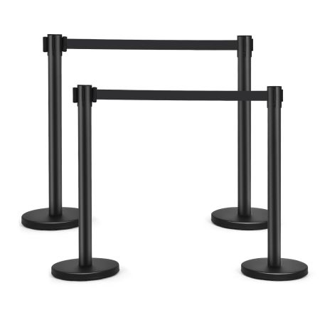 Costway 4 Postes con Cinta para Colas Negro