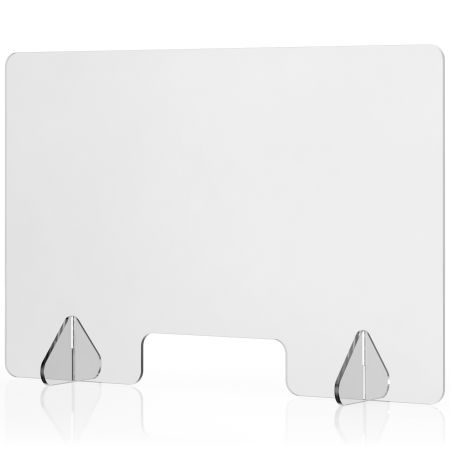 Pantalla Protectora 90 x 60 cm con 2 Soportes Removibles Divisor Portátil para Mostrador Oficina Escuela Transparente