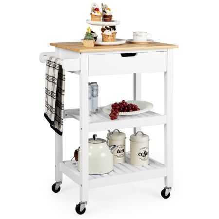 Costway Isla De Cocina Con Ruedas Blanco