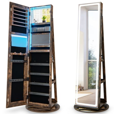 Gabinete de almacenamiento de joyas de pie con luces LED