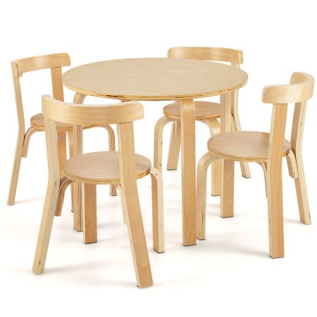 Costway Juego de Mesa y Sillas para Niños Natural