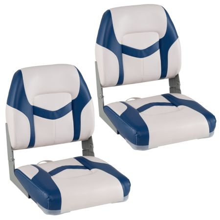 Juego de 2 Asientos de Barco Silla de Barco Plegable con Respaldo Asiento de Cabina de Cuero PVC Impermeable con Espuma Silla para Pesca Azul