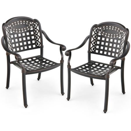 Costway Silla Exterior De Aluminio Fundido Bronce
