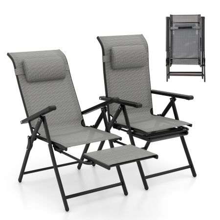 Juego de 2 Sillas de Patio Gris