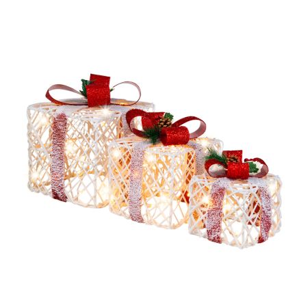 Costway Juego de 3 Cajas de Regalo de Navidad