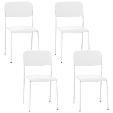 Juego de 4 Sillas Modernas Apilables de Plástico Blanco