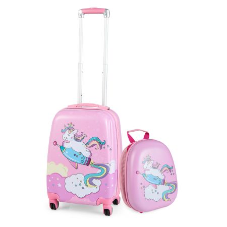 Costway Juego de Maletas para Niños Rosa