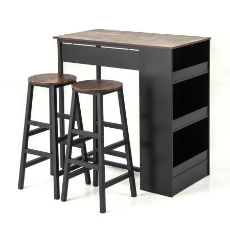 Juego de Mesa de Comedor de 3 Piezas Marrón