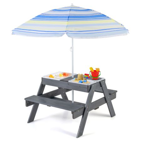 Mesa convertible de madera para exteriores con actividad de arena y agua
