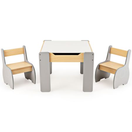 Juego de Mesa y 2 Sillas para Niños Gris