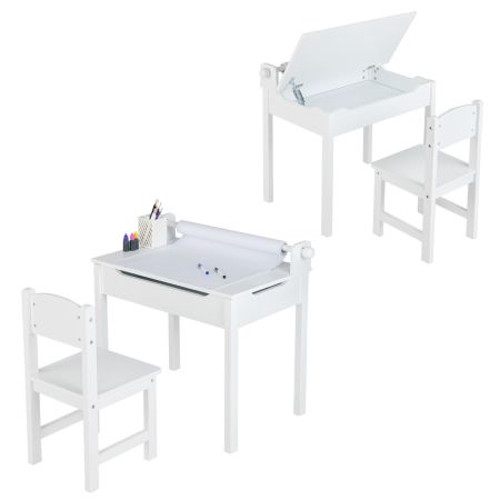 Juego de Mesa y Silla para Niños Blanco