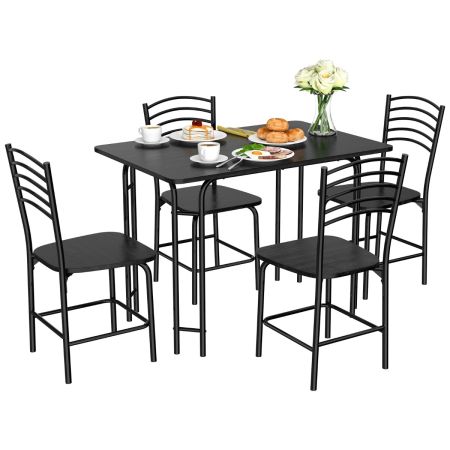Costway Mesa De Comedor Con 4 Sillas Negro