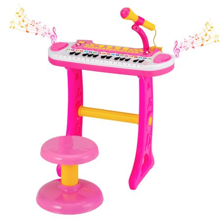 Costway Juego de Teclado Rosa