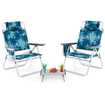 Combo 2 sillas reclinables + mesa portátil para playa